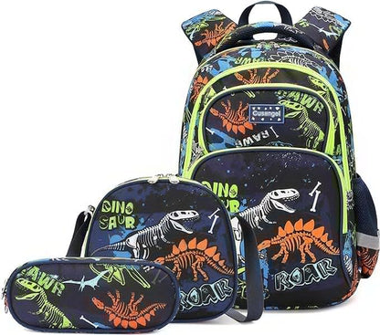 3Pcs Boys Dinosaur Backpack Set with Lunch Box Pencil Case, Dinosaur Backpack for Kids