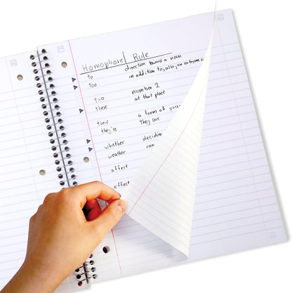 Spiral Notebook + Study App, 1 Subject, Wide Ruled Paper, 10-1/2" X 8", 80 Sheets, Glow (930020F)