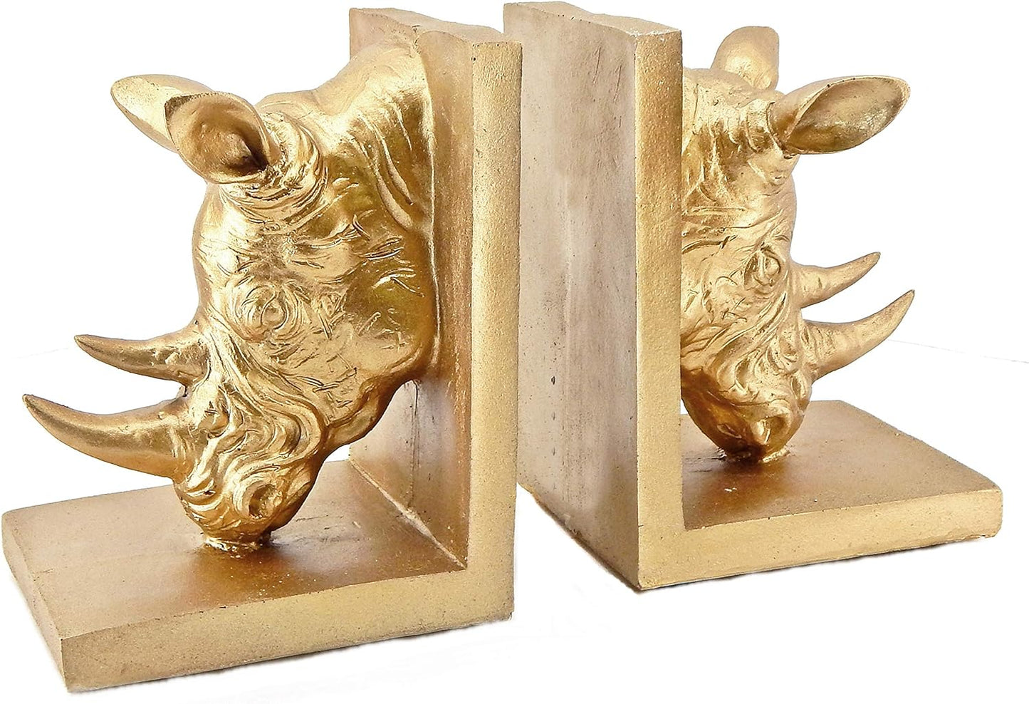 Rino Decorative Bookend the Cool Rinocer Vintage Style Rhino Golden Statues Bookshelves Home Decor 7 Inch Retro Book Ends Industrial Rustic
