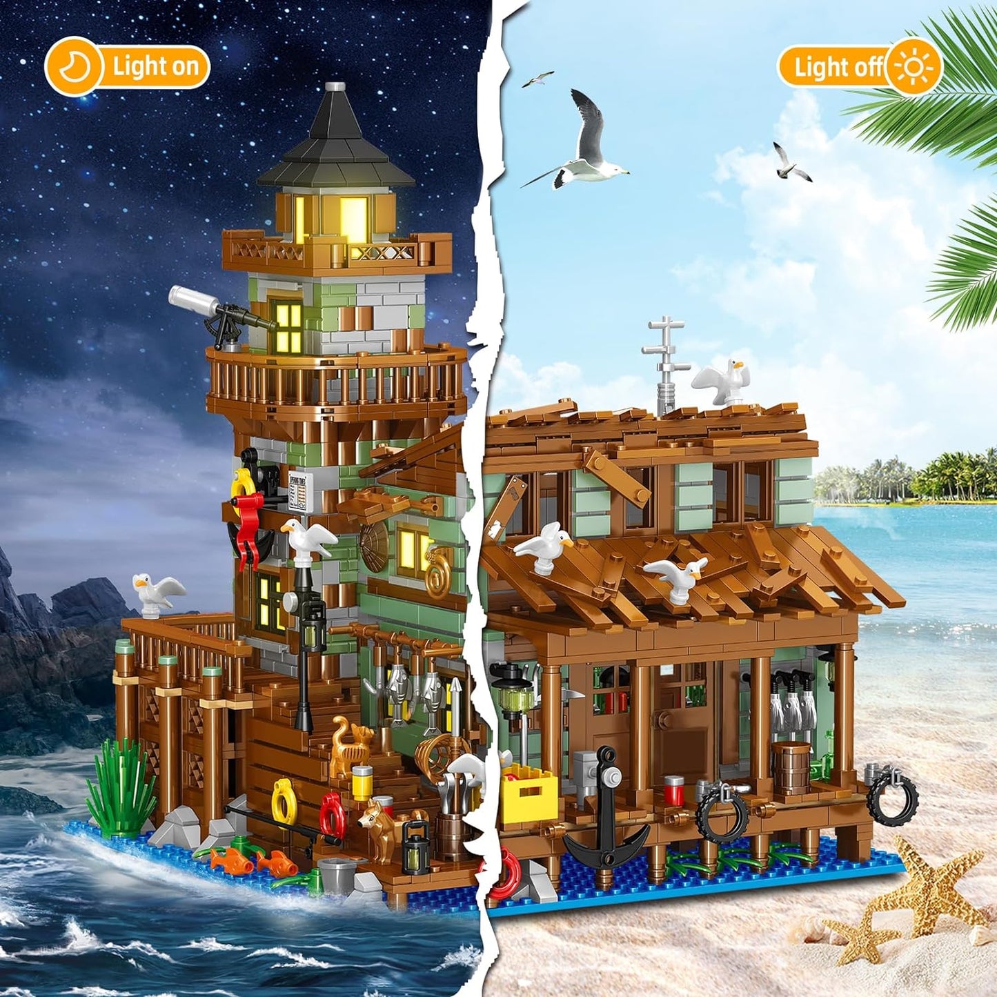 Harbour Restaurant House Mini Bricks Building Kit, Ideas Creative Architecture Building Toys Birthday Gift for Adult Boys Girls -2096 Pieces (Not Compatible with Lego Set)