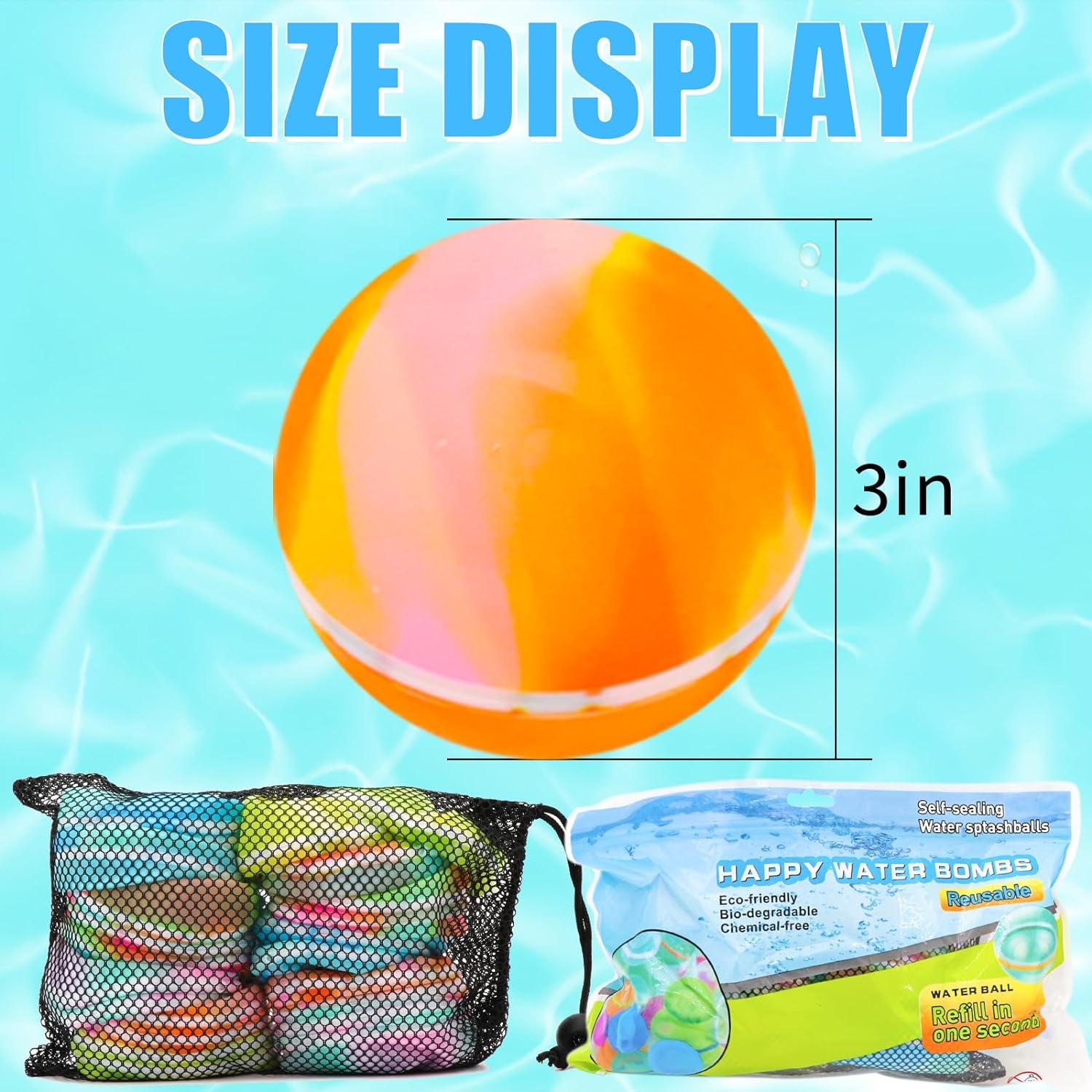 24 PCS Reusable Water Balloons, with Mesh Bag, Reusable Water Balloons for Kids, Self-Sealing Water Bomb for Kids Adults Outdoor Activities Water Games Toy Summer Fun Party Supplies (24Pcs)