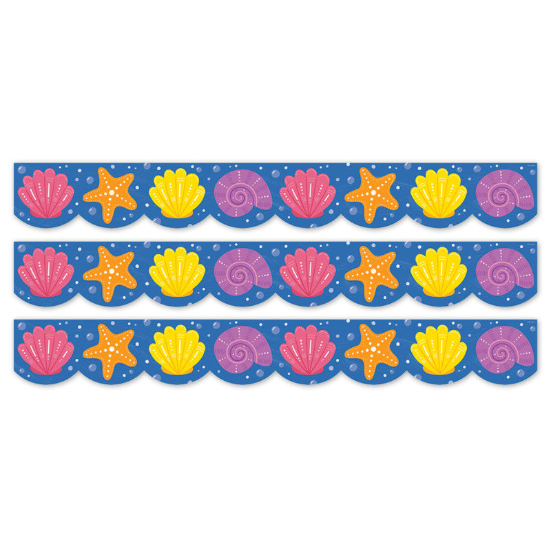 Sea Friends Seashells EZ Border, Bulletin Board Border, 48 Feet Per Pack, 3 Packs