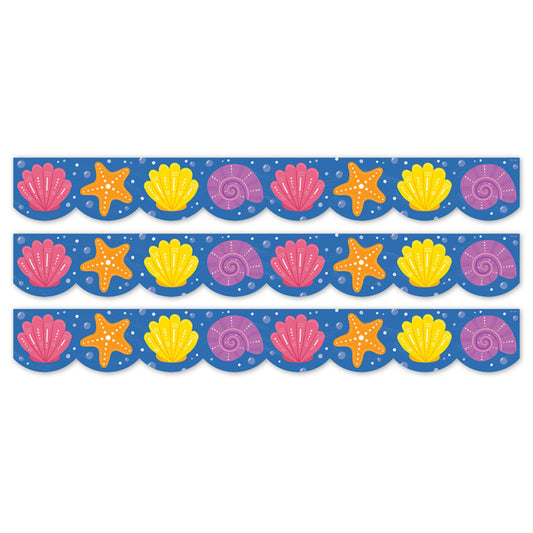 Sea Friends Seashells EZ Border, Bulletin Board Border, 48 Feet Per Pack, 3 Packs