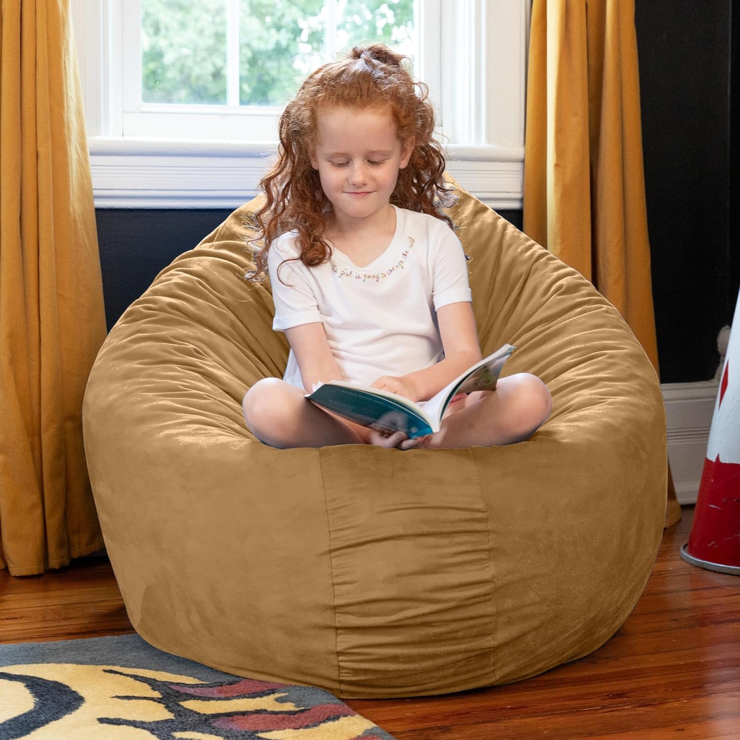 Cocoon 4 Foot Bean Bag Chair, Camel