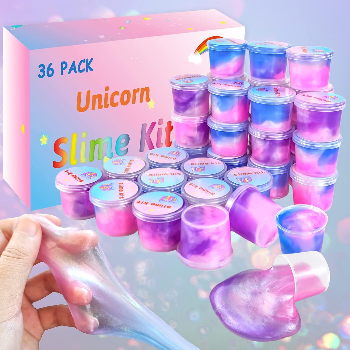 36 Packs Unicorn Slime Kit, Unicorn Party Favors for Kids, Pretty Stretchy & Non-Sticky Galaxy Slime Pack, Slime Party Favors for Girls & Boys Goodie Bag Stuffers