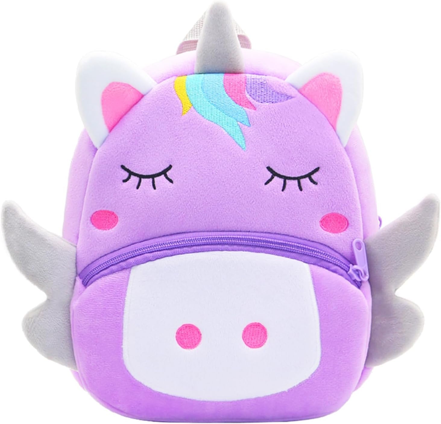 Toddler Backpack for Boys and Girls, Cute Soft Plush Animal Cartoon Mini Backpack Little for Kids 2-6 Years (Purple Unicorn)
