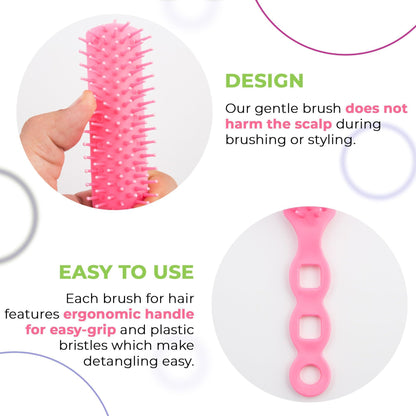 Pink Hair Brush for Men 8” Lightweight Hair Brushes for Women 12 Pack Plastic