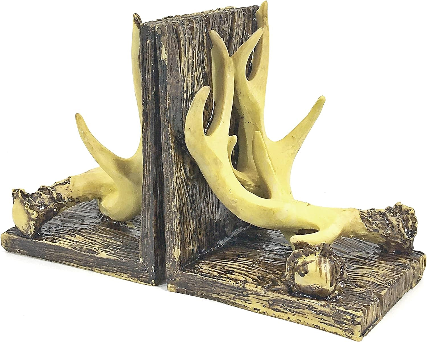 Decorative Bookends Deer Antler Unique Vintage Book Ends Shelves Stoppers Holder Heavy Duty Nonskid Rustic Mountain Cabin Lodge Farmhouse Home Office Decor 7 Inch