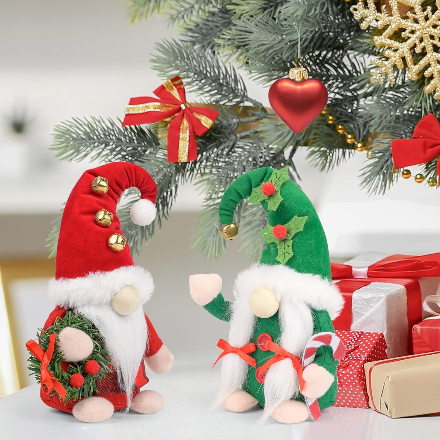 Christmas Gnomes Plush, 2 Pack Handmade Elf Santa Tomte Swedish Gnome Scandinavian Figurine Nordic Gnomes Plush Christmas Elf Doll Christmas Decoration Ornaments for Home Decor Gift