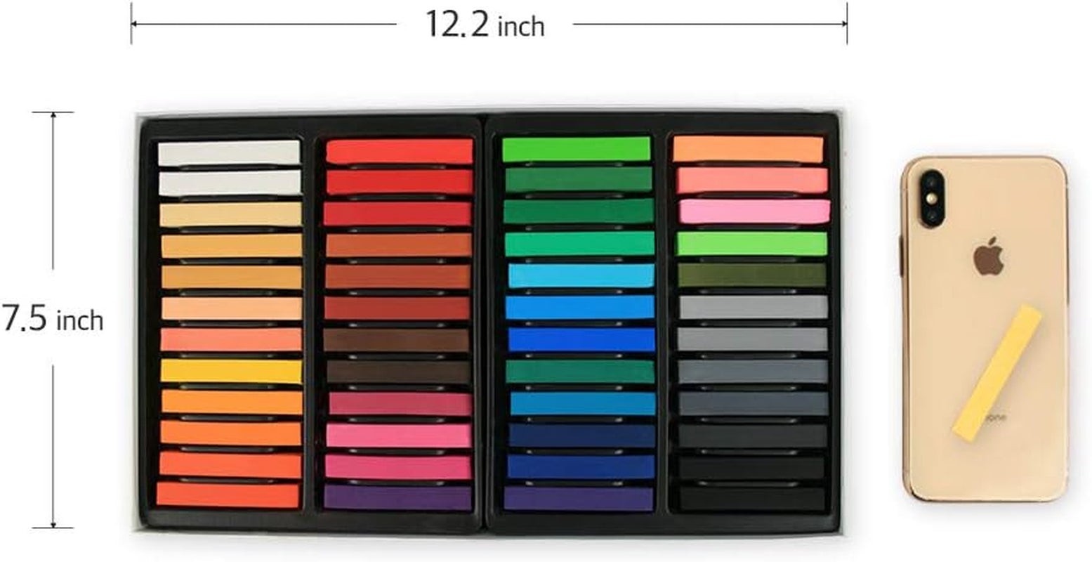 Soft Chalk Pastels, 48 Assorted Colors Non Toxic Art Supplies, Square Charcoal, Drawing Media for Artist Stick Pastel for Professional, Kids, Beauty Nail Art, Pan Chalk Pastels