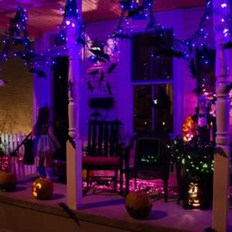 Purple & Orange Halloween 33FT 100 LED String Lights, Waterproof Connectable String Lights, Plug in Halloween Decorations for Party Garden Yard Indoor Outdoor