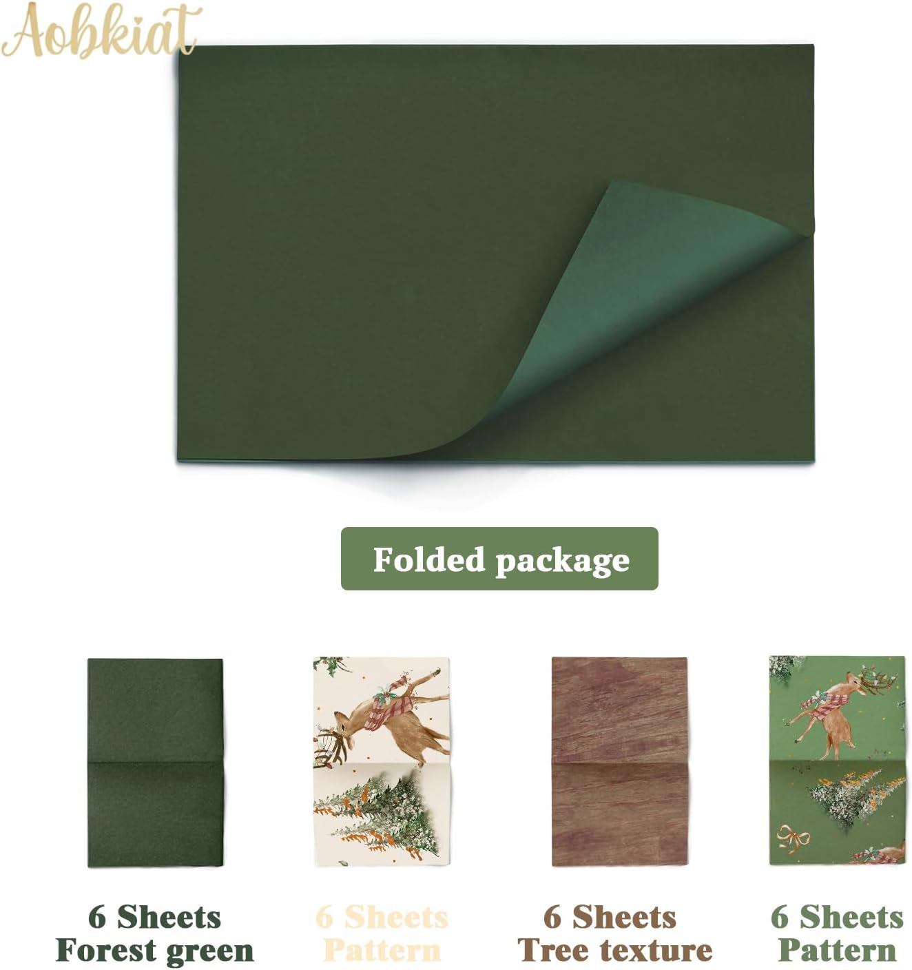 24PCS Christmas Green Brown Gift Wrapping Paper for Family Friends Present Packaging,20 X 15 Inch Olive Leaf Themed Tissue Paper for Green Boho Wedding Decorations,Birthday Party,Diy Craft