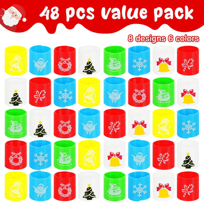 48 Pcs Christmas Mini Spring Toys, Xmas Coil Springs Stocking Stuffers Fidget Toys for Kids Christmas Party Favors Goodie Bag Fillers