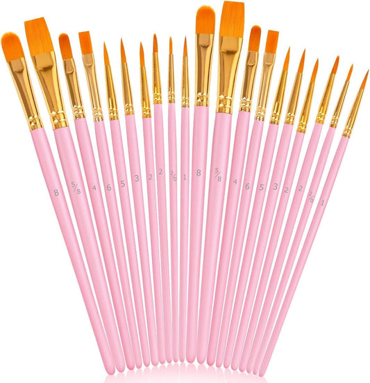 Acrylic Paint Brushes Set, 40Pcs round Pointed Tip Artist Paintbrushes for Acrylic Painting Oil Watercolor Canvas Boards Rock Body Face Nail Art, Halloween Pumpkin Ceramic Crafts Supplies