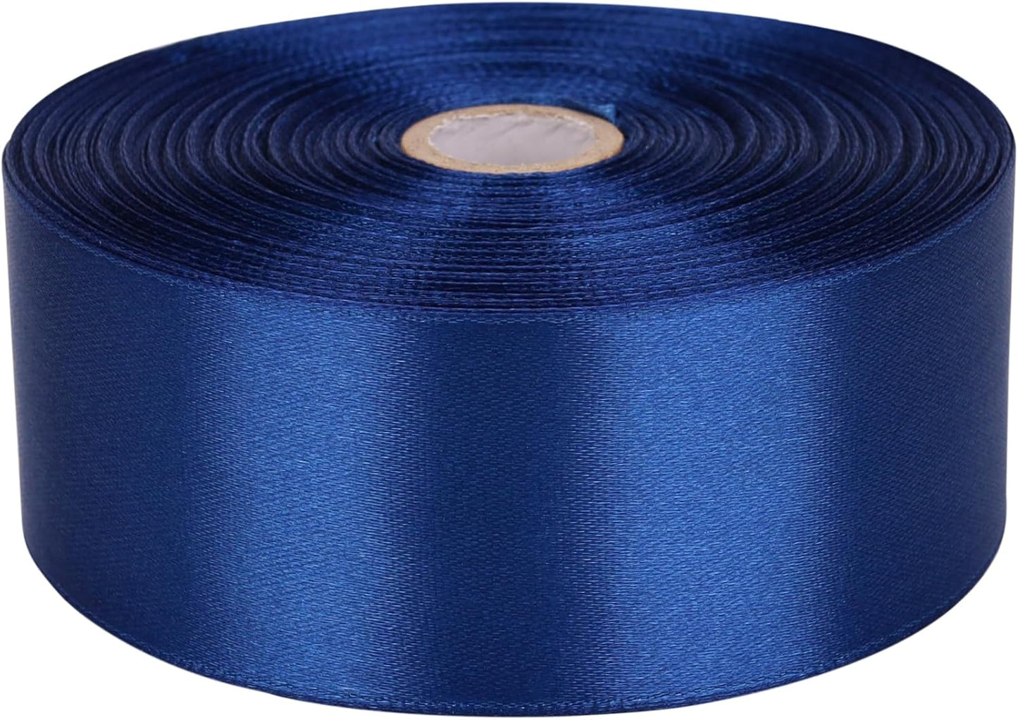 1-1/2 Inch Deep Blue Satin Ribbon 50 Yards Solid Fabric Ribbons Roll for Wedding Invitations, Bridal Bouquets, Sewing, Party Decorations, Gift Wrapping and More