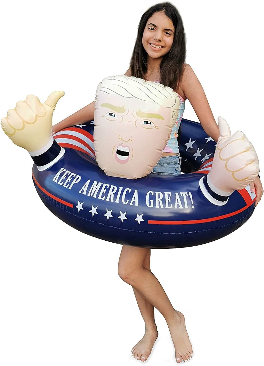 Keep America Great! Huge Hit Pool Float for Summer 2020, Re-Election Presidential Floats Inflatable Ring Swimming Tube