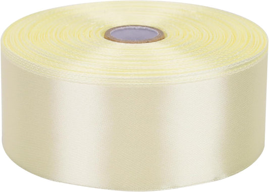 Satin Ribbon 50 Yards Solid Fabric Ribbons Roll for Wedding Invitations, Bridal Bouquets, Sewing, Party Decorations, Gift Wrapping and More (Rice White, 1-1/2 Inch)