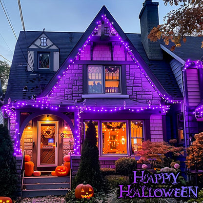 250 LED Halloween String Lights, 91.5Ft Purple Halloween Lights Outdoor Waterproof, 8 Lighting Modes Connectable Christmas Tree Lights for Yard Patio Party Holiday Decorations