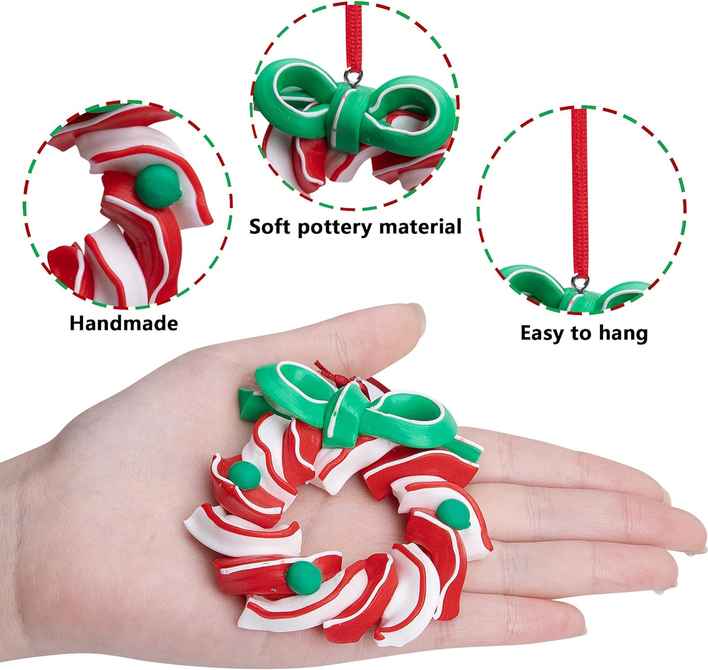 9Pcs Christmas Lollipop Ornaments,Christmas Tree Candy Cane Ornament,Decorative Candies Polymer Clay Ornament for Home Party Holiday Xmas Decor