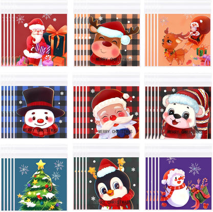 450 PCS Christmas Self-Adhesive Candy Cellophane Bags Xmas Treat Cookie Bags for Christmas Holiday Party Favor Gift Decoration Supplies (9 Patterns)