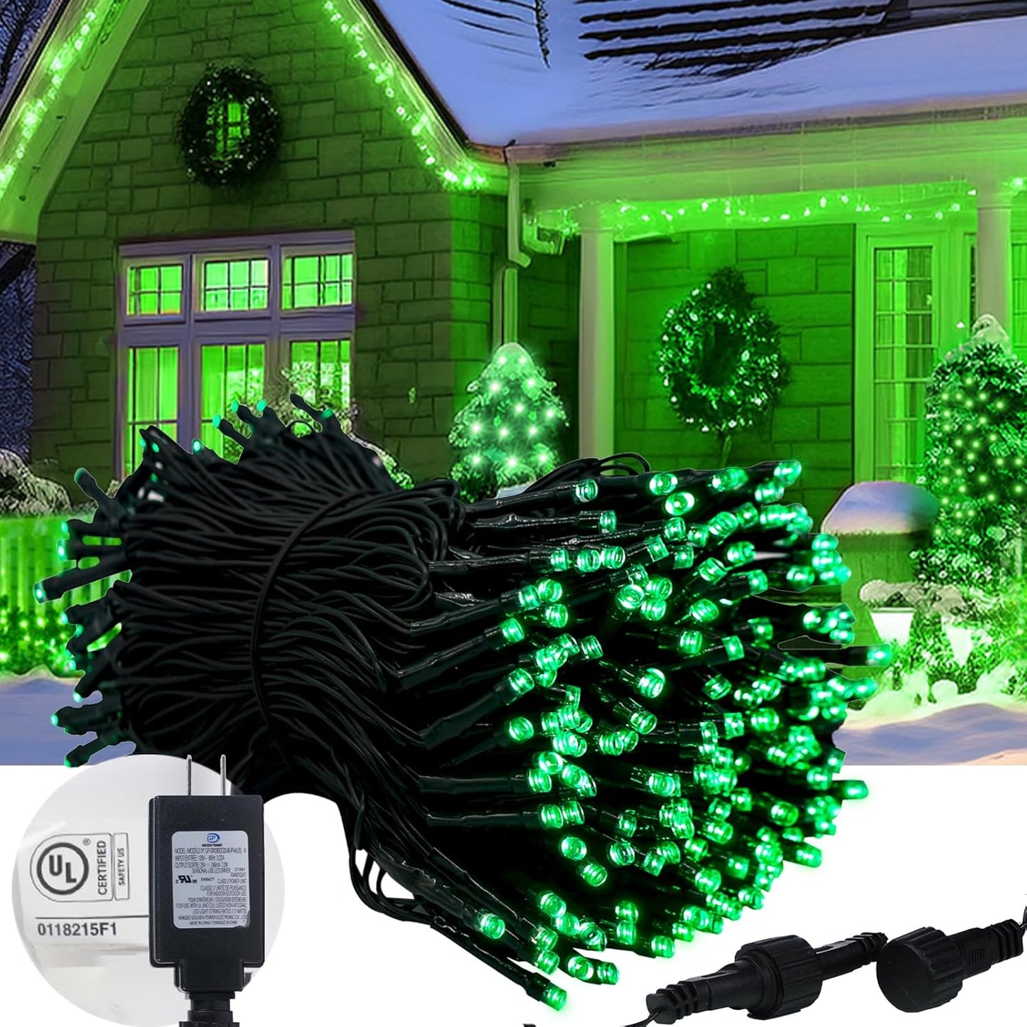 Green Christmas Lights, 100FT 300LED Green String Lights Outdoor Indoor, 8 Modes Connectable Lights for Christmas Halloween St. Patrick'S Day Decorations, Fairy Lights for Yard Tree Decor