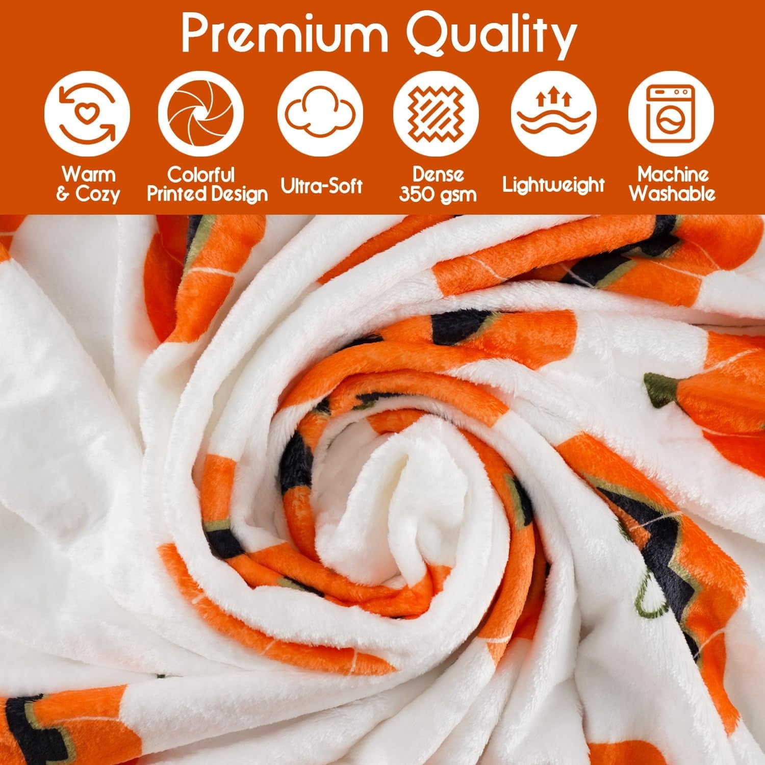 Halloween Blanket,Orange Halloween Pumpkin Face Blanket,Halloween Pumpkin Gifts for Women,Halloween Flannel Fleece Throw Blanket for Home Living Room Bed Chair Decor 60"X50"