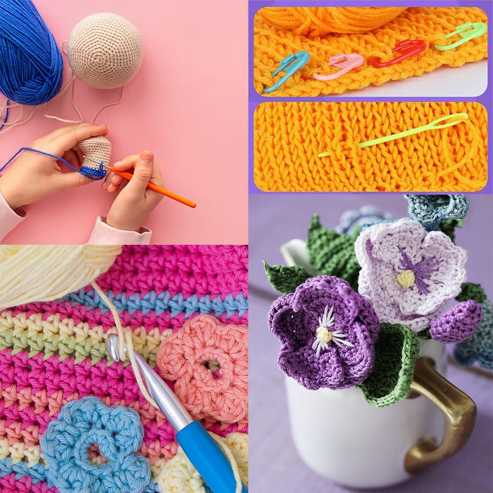 Crochet Hooks Kit with Case, 85-Piece, Ergonomic Crochet Needles Weave Yarn Kits DIY Hand Knitting Art Tools for Beginners and Experienced Crochet Lovers