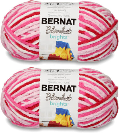 Blanket Brights Red White & Boom Yarn - 2 Pack of 300G/10.5Oz - Polyester - 6 Super Bulky - 220 Yards - Knitting/Crochet