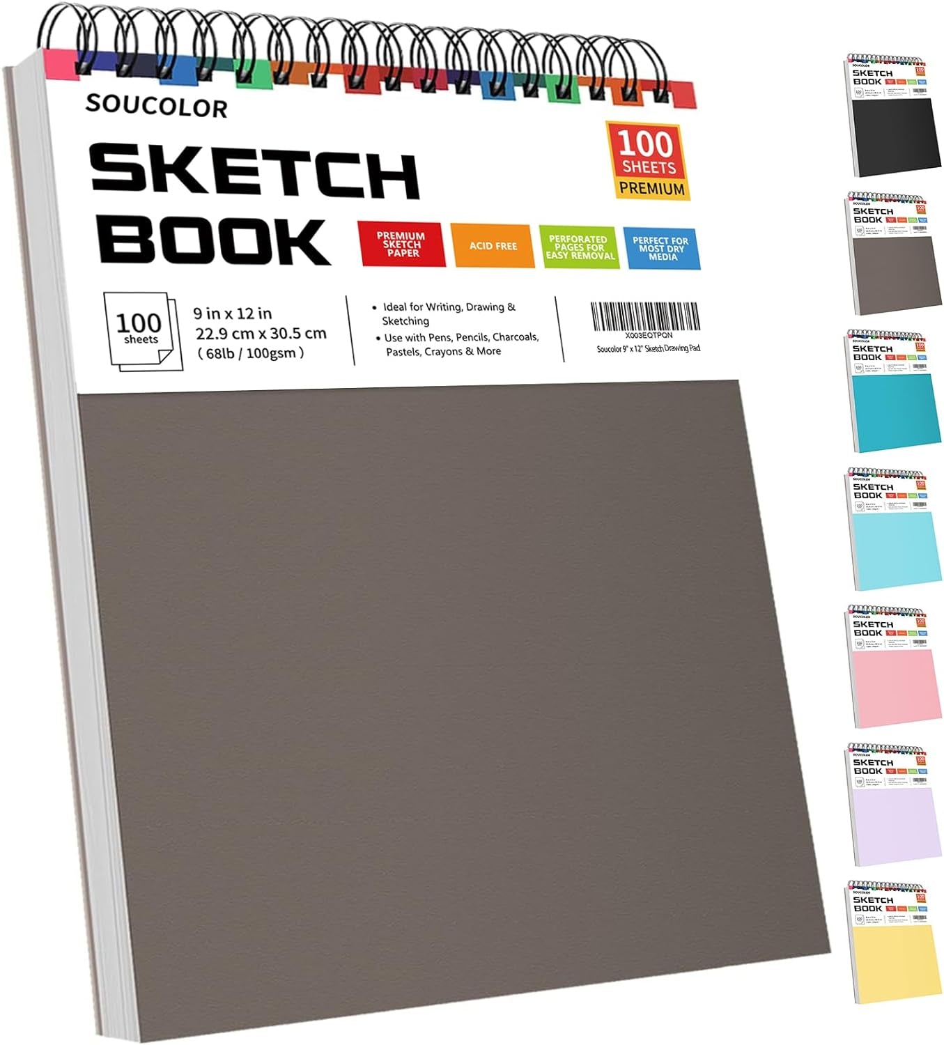 9" X 12" Sketch Book, 1-Pack 100 Sheets Spiral Bound Art Sketchbook, (68Lb/100Gsm) Acid Free Artist Drawing Book Paper Painting Sketching Pad for Kids Students Adults Beginners