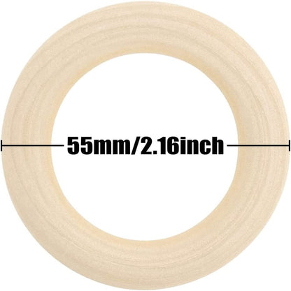 20PCS Natural Wood Rings for Crafts, Macrame Rings for DIY, Wooden Rings without Paint, Pendant Connectors 55Mm/2.2Inch