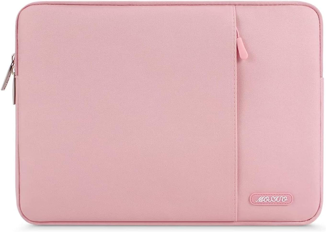 Laptop Sleeve Bag Compatible with Macbook Air 15 Inch M3 A3114 M2 A2941 2023 2024/Pro A1990 A1707,Surface Laptop 15,Dell XPS 15,HP Stream 14, Polyester Vertical Case with Pocket, Pink