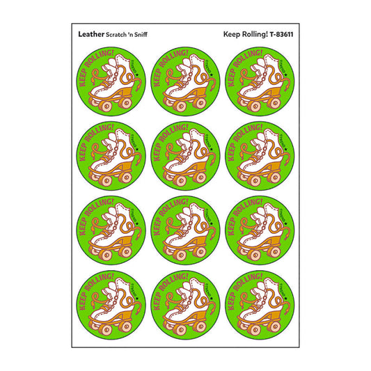 Keep Rolling!/Leather Scented Stickers, Pack of 24
