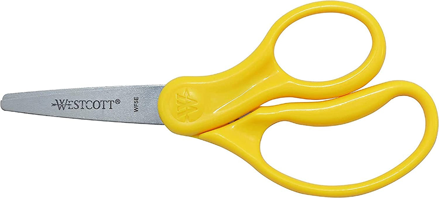 13140 Right- and Left-Handed Scissors, Kids' Scissors, Ages 4-8, 5-Inch Blunt Tip, Assorted, 12 Pack