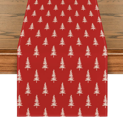 Red Xmas Tree Christmas Table Runner, Seasonal Winter Kitchen Dining Table Decoration for Home Party Decor 13X72 Inch