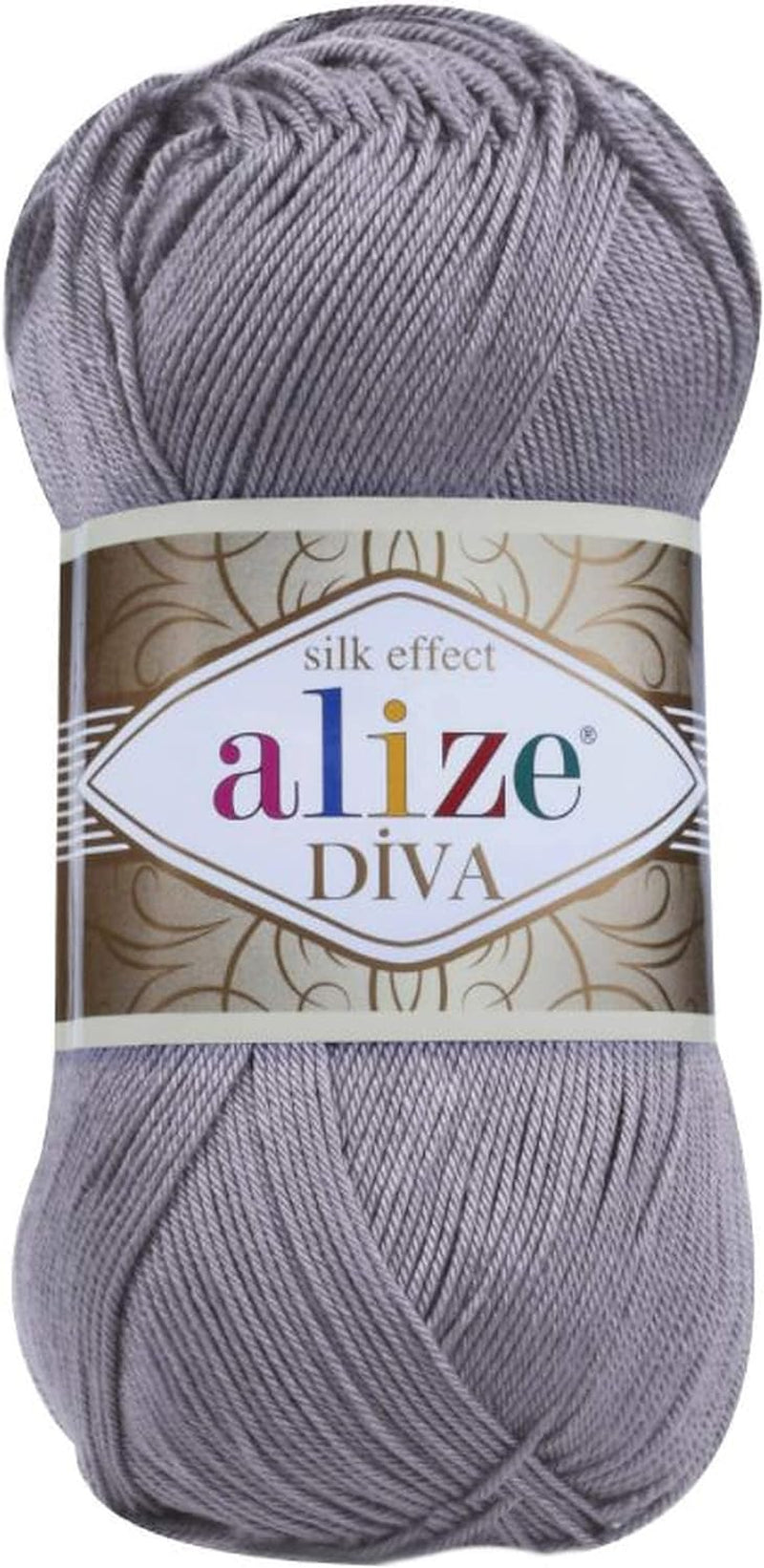 Diva Silk Effect 100% Microfiber Acrylic Yarn 1 Ball Skeins 100Gr 383Yds Color (361 - Navy)