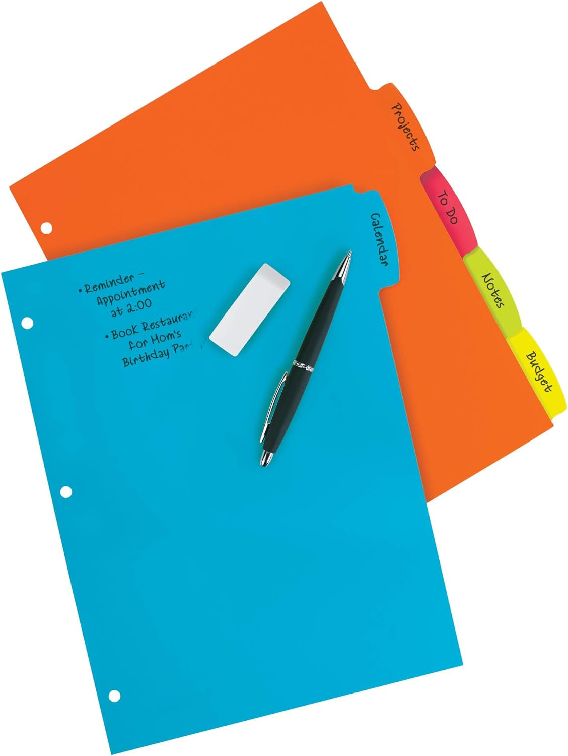 Big Tab Write & Erase Durable Plastic Dividers for 3 Ring Binders, 5-Tab Set, Bright Multicolor, 1 Set (16129)