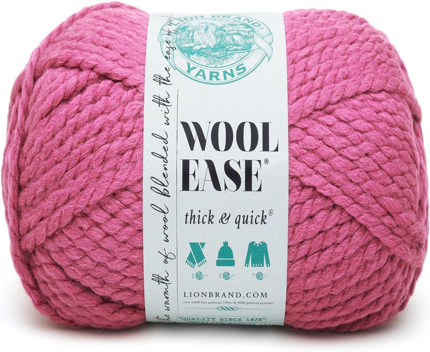 Wool-Ease Thick & Quick Yarn, Soft and Bulky Yarn for Knitting, Crocheting, and Crafting, 1 Skein, Fossil