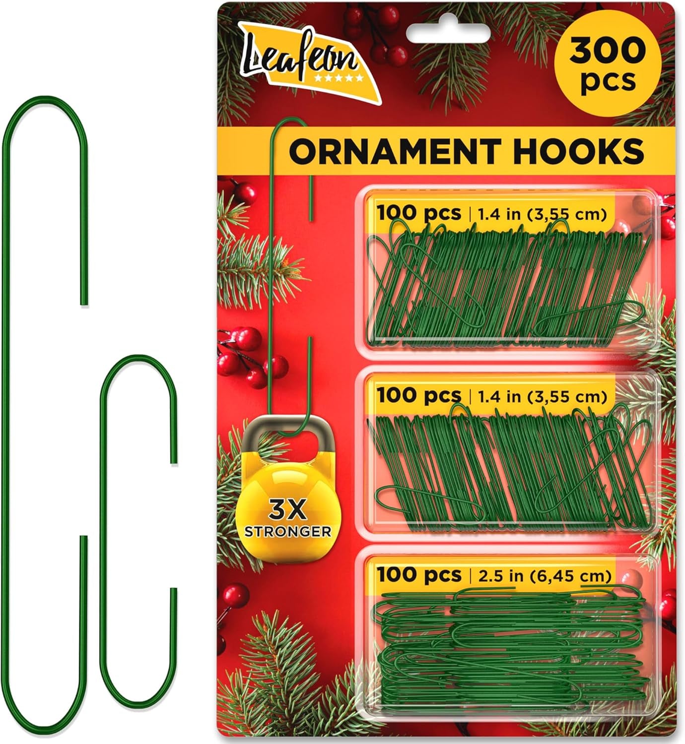 300 Pack Christmas Ornament Hooks for Christmas Tree Decoration – the Best Holiday Ornament Hangers (Green)