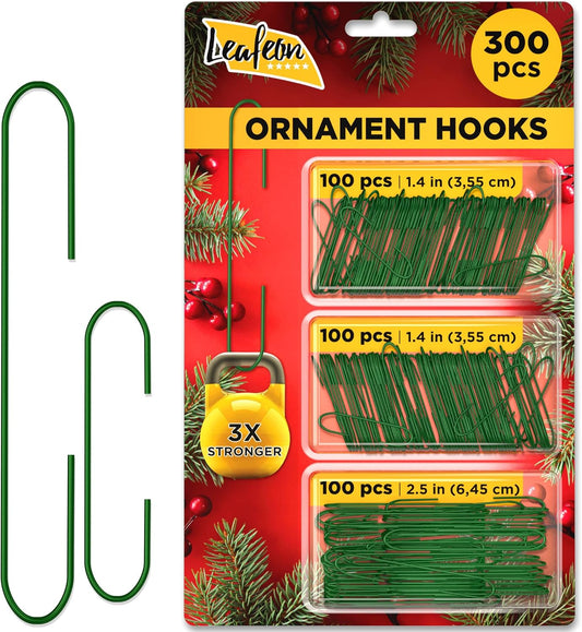 300 Pack Christmas Ornament Hooks for Christmas Tree Decoration – the Best Holiday Ornament Hangers (Green)