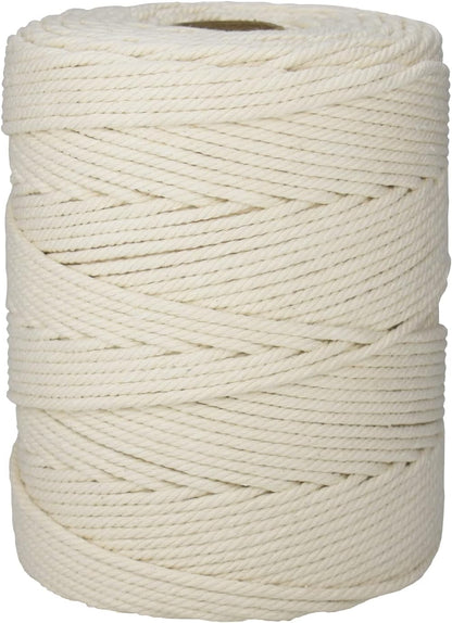 5Mm×436Yd Macrame Cotton Cord, Soft 4 Strand Twisted 100% Natural Cotton for Handmade Wall Hanging, DIY, Craft Making, Knitting, Plant Hangers, Decorative Projects (Beige) (5Mm×436Yd, Beige)