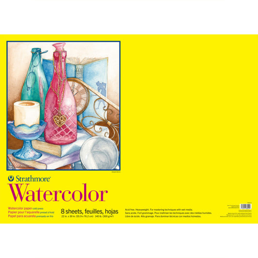 300 Series Watercolor Paper Pad, Wire Binding, 8 Sheet, 22x30 inch, 1 Count