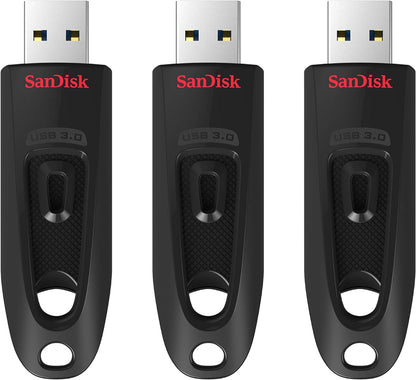 32GB 3-Pack Ultra USB 3.0 Flash Drive 32GB (Pack of 3) - SDCZ48-032G-GAM46T, Black