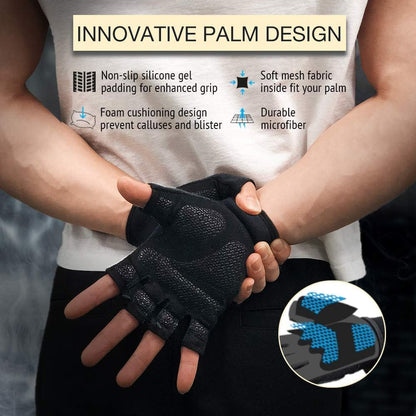 Workout Gloves for Men and Women, Exercise Gloves for Weight Lifting, Cycling, Gym, Training, Breathable and Snug Fit