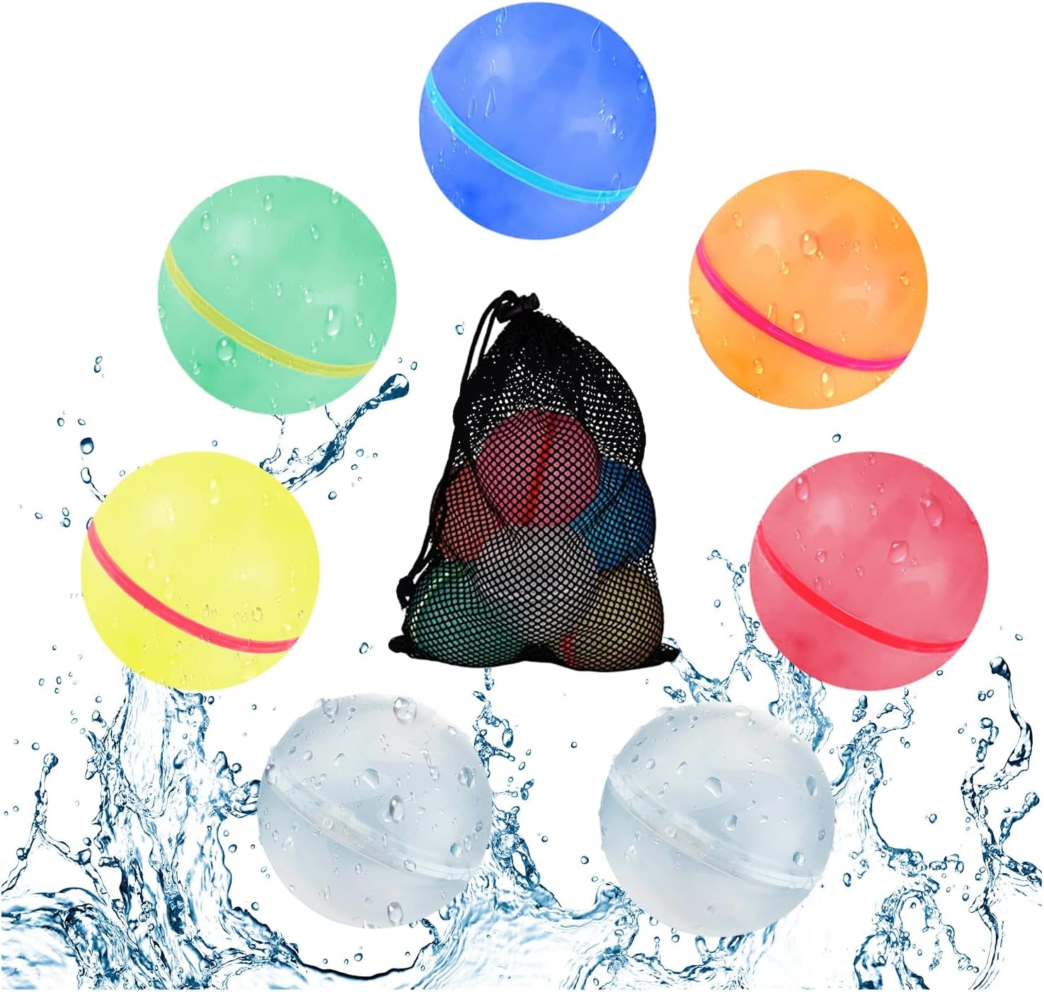 Self Sealing Reusable Water Balloons 20PCS Magnetic Water Balloons Quick Filling Water Balls Toys Silicone Water Splash Ball Water Bomb Cool Toys,Summer Pool Beach Outdoor Toys for Kids Ages 3 4 8 12+