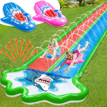 Slip and Slide Lawn Water Slides - Inflatable Heavy Duty Slip Slides with 2 Bodyboards,20X6Ft 10 Lb,Lawn Waterslide Summer Water Toy with Sprinkler for Kids Backyard Yard Outdoor Summer Party Play