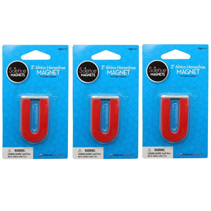 2" Alnico Horseshoe Magnet, Pack of 3 - Loomini