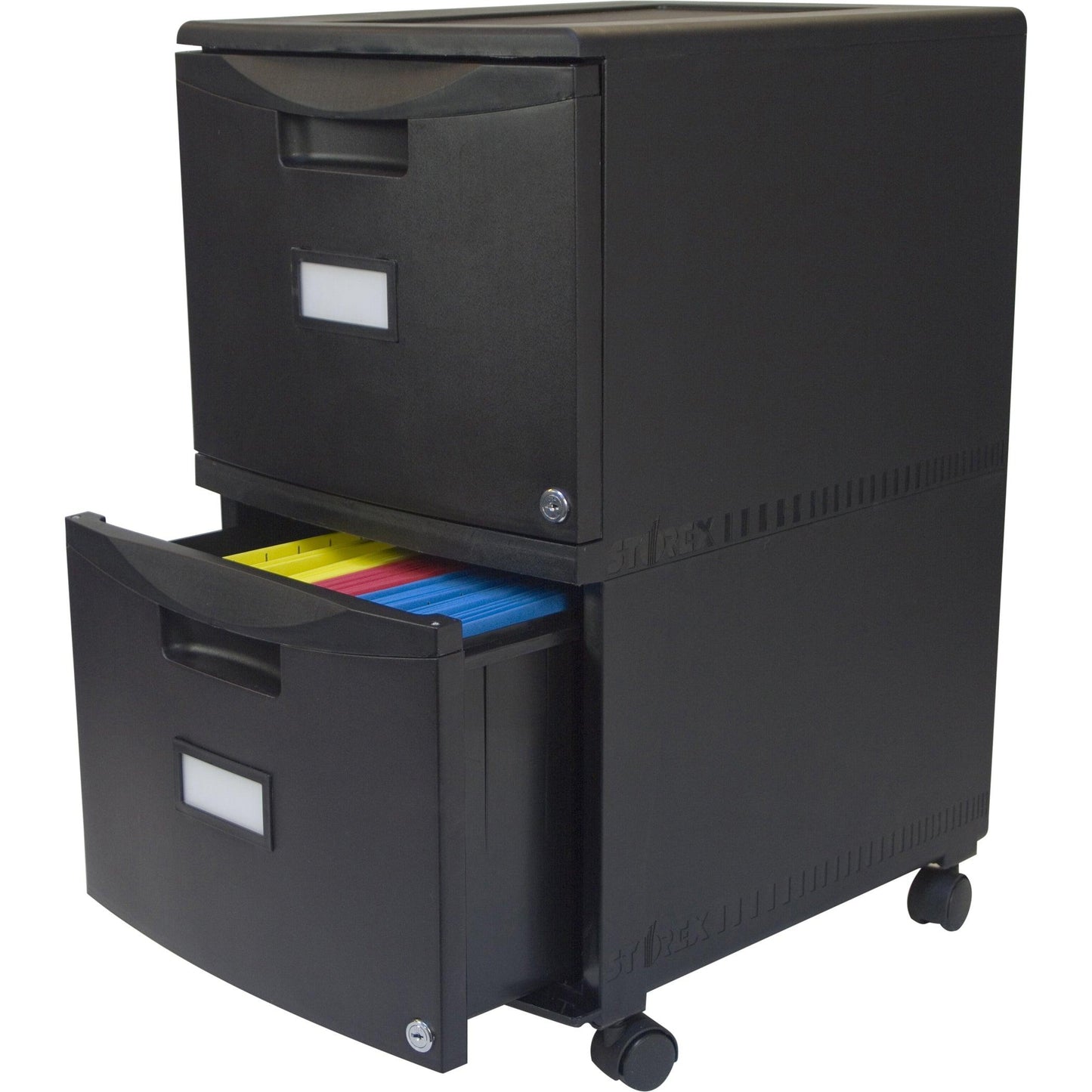 2-Drawer Mobile File Cabinet with Lock, Legal/Letter, Black - Loomini