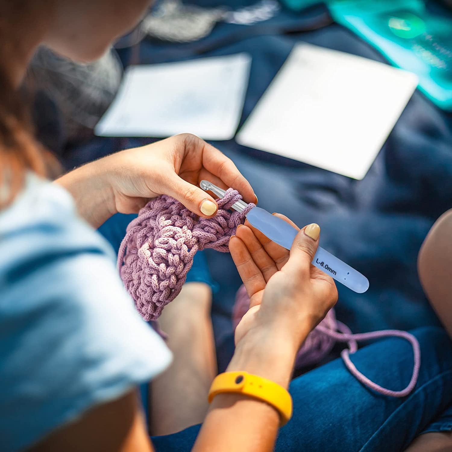 14 Sizes Crochet Hooks for Arthritic Hands, 43 Pcs Ergonomic Crochet Hook Set with Case, Extra Long Soft Grip Crochet Needles 2Mm(B)-10Mm(N)