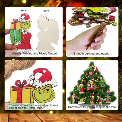 24 Pcs Christmas Tree Ornaments,Christmas Wood Ornaments for Tree,Christmas Tree Decorations