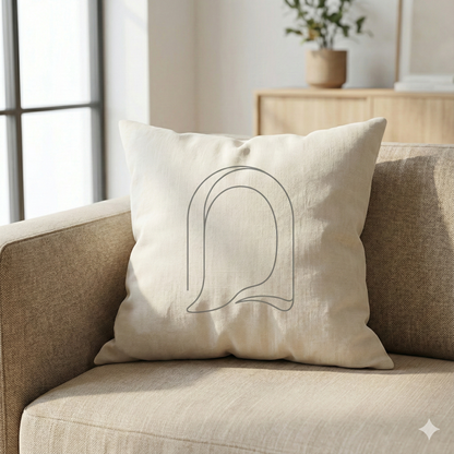 Monogram 'Q' Minimalist Square Throw Pillow — Neutral Linen Accent